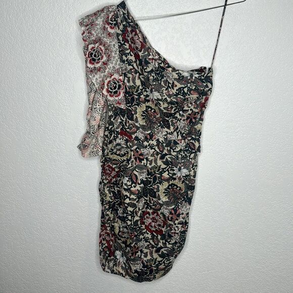 NWT Isabel Marant ÉTOILE Lilia one-sleeve ruched cotton mini dress Sz 38/US 6 - Picture 6 of 14